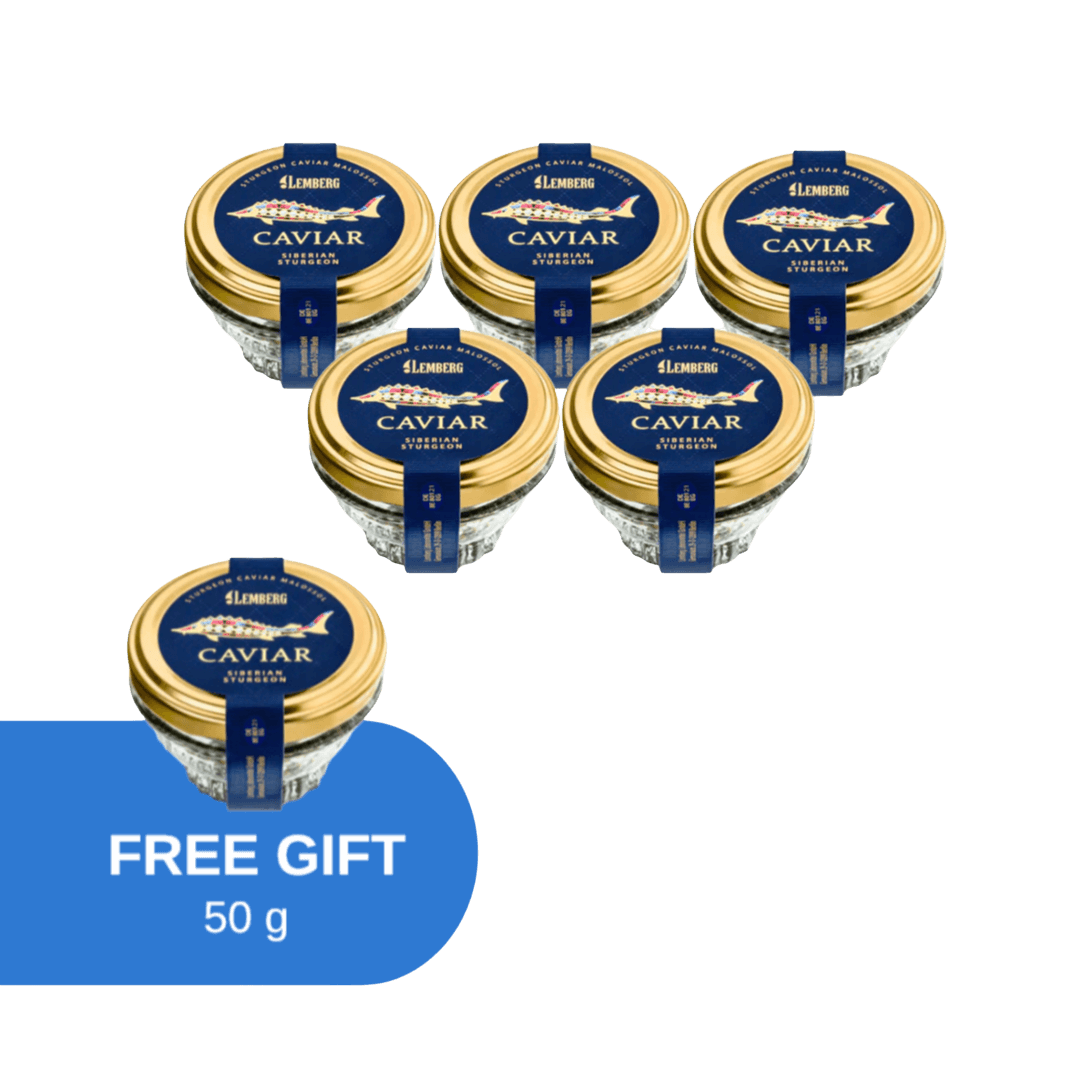 Sibiřský kaviár Osetra, 5 + 1 × 50g