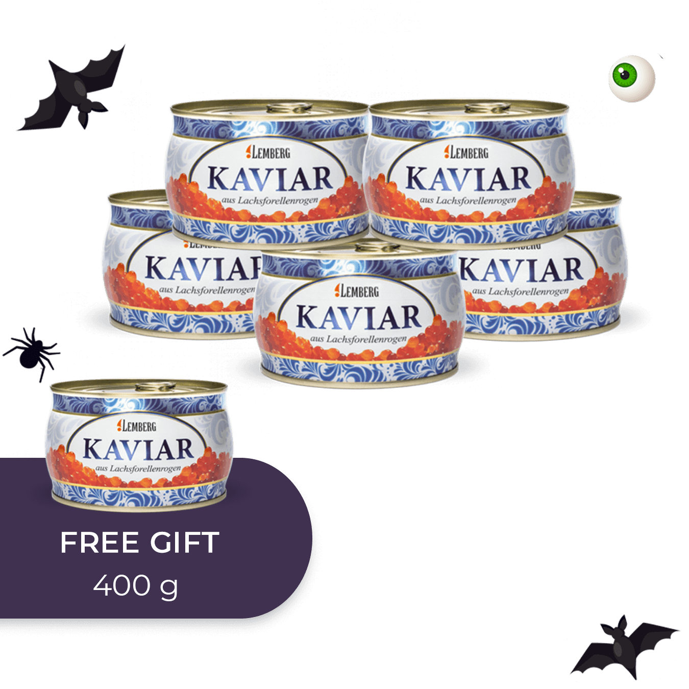 Kaviár z lososa a pstruha, 400 g, 5+1