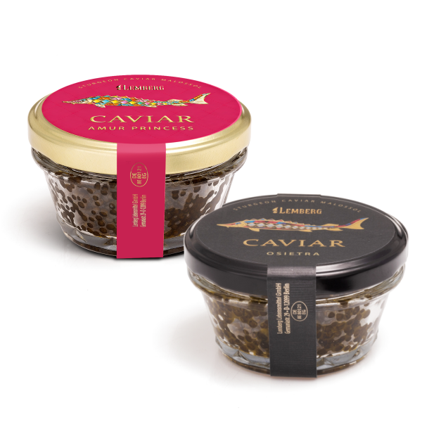 Kaviár z jesetera OSIETRA + kaviár z jesetera AMUR PRINCESS, 2 x 100 g